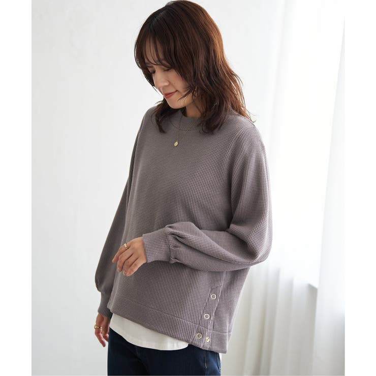 ラメワッフル裾リングドットプルオーバー | ikka  | 詳細画像2 