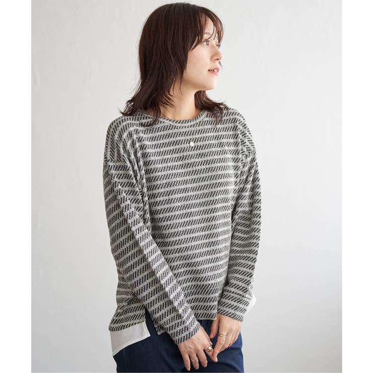 カットジャガード裾レイヤープルオーバー | ikka  | 詳細画像7 