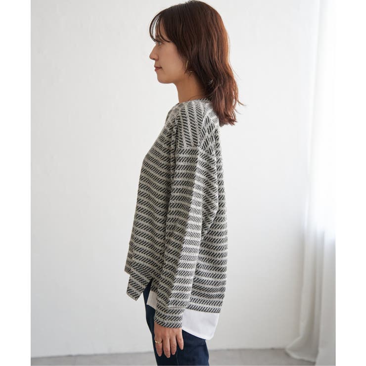 カットジャガード裾レイヤープルオーバー | ikka  | 詳細画像15 