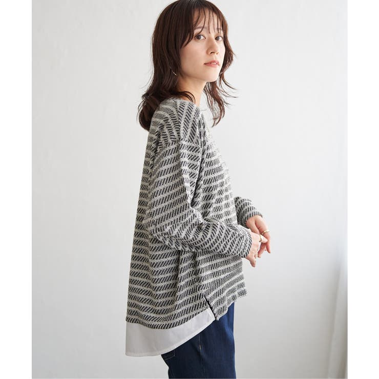 カットジャガード裾レイヤープルオーバー | ikka  | 詳細画像6 