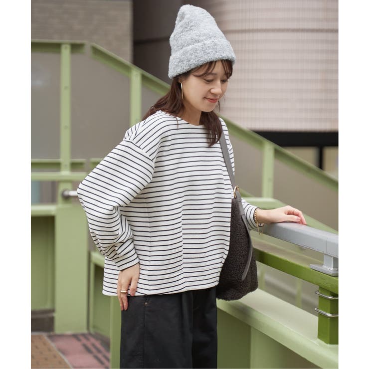 オフホワイト | リップル裾タック長袖プルオーバー | ikka 