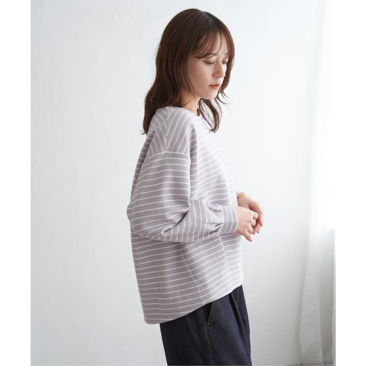 グレー | リップル裾タック長袖プルオーバー | ikka 