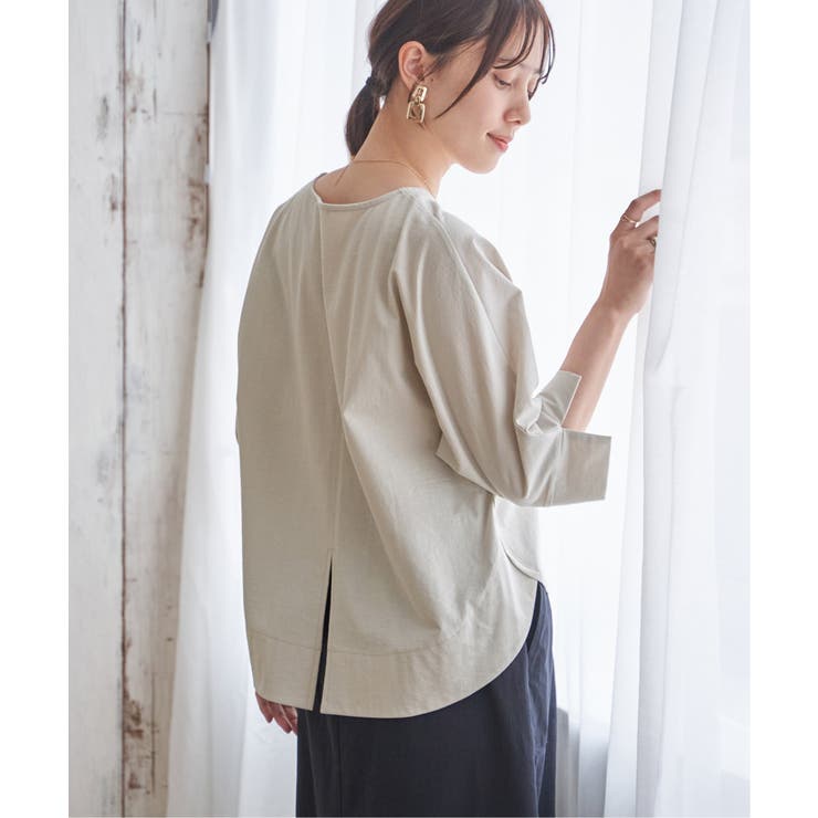 ライトグレー | 冷感梨地バックスリットプルオーバー | ikka 