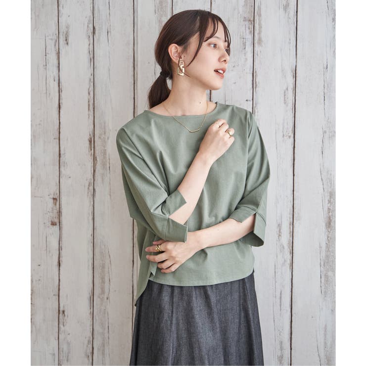 グリーンケイ | 冷感梨地バックスリットプルオーバー | ikka 