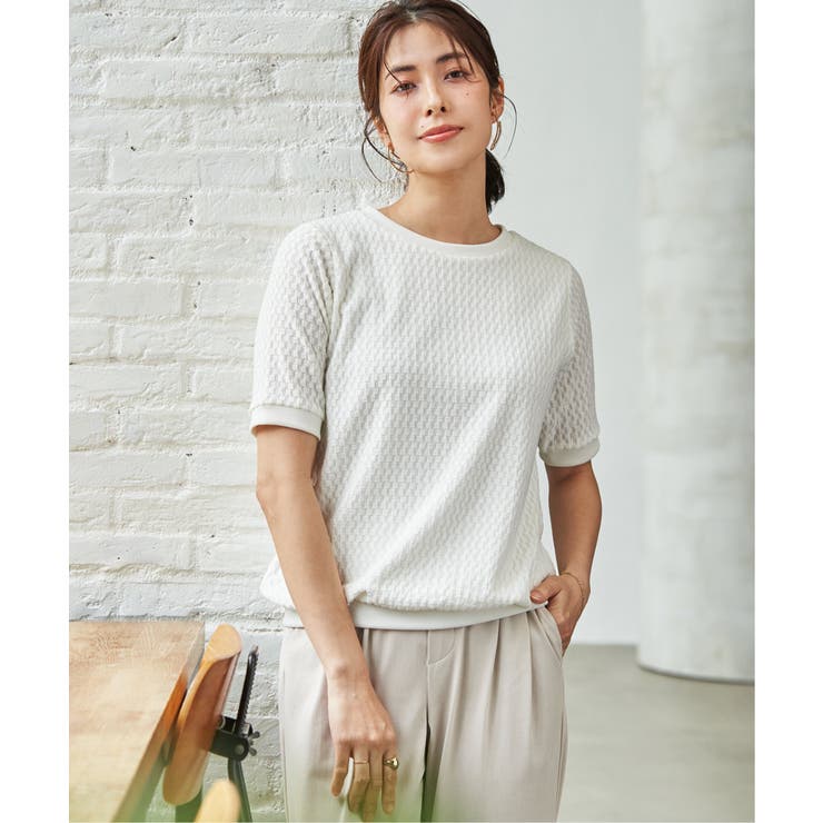 幾何学柄ジャカード半袖プルオーバー 【親子コーデ】  | ikka  | 詳細画像6 