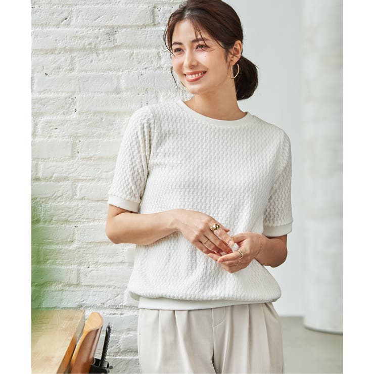 幾何学柄ジャカード半袖プルオーバー 【親子コーデ】  | ikka  | 詳細画像7 