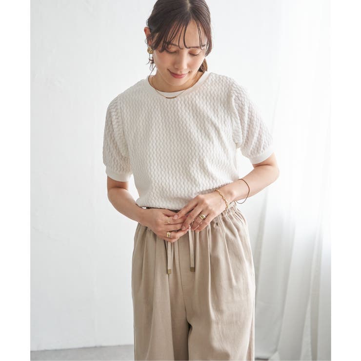 幾何学柄ジャカード半袖プルオーバー 【親子コーデ】  | ikka  | 詳細画像11 