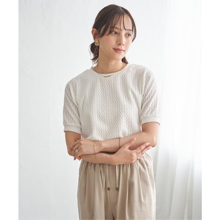 幾何学柄ジャカード半袖プルオーバー 【親子コーデ】  | ikka  | 詳細画像12 