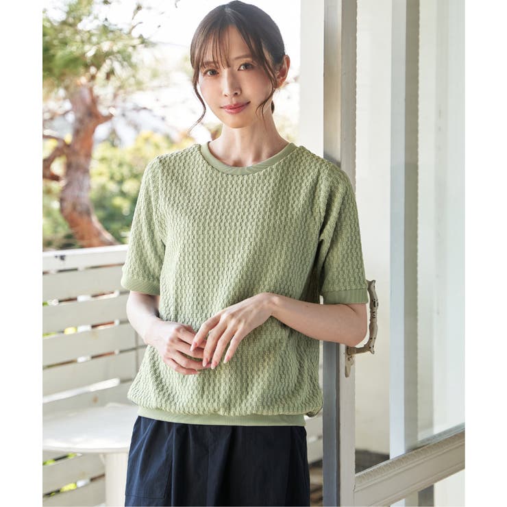 幾何学柄ジャカード半袖プルオーバー 【親子コーデ】  | ikka  | 詳細画像15 