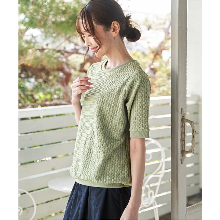 幾何学柄ジャカード半袖プルオーバー 【親子コーデ】  | ikka  | 詳細画像16 