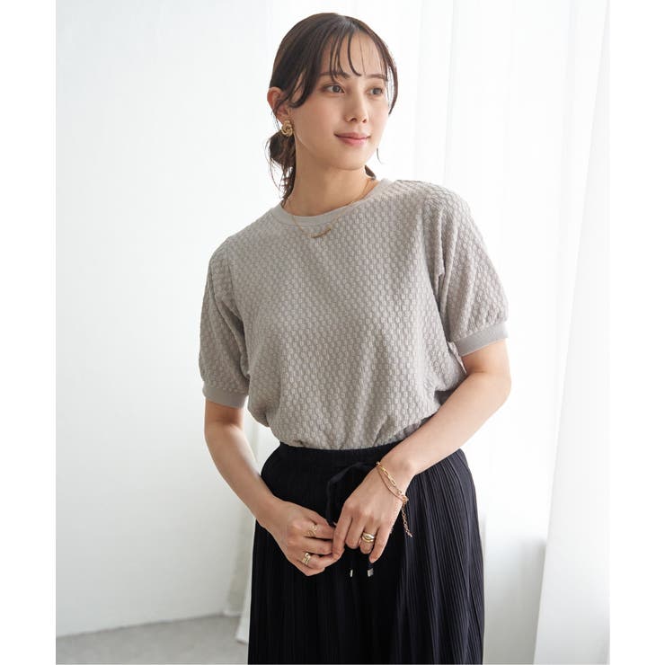 幾何学柄ジャカード半袖プルオーバー 【親子コーデ】  | ikka  | 詳細画像25 