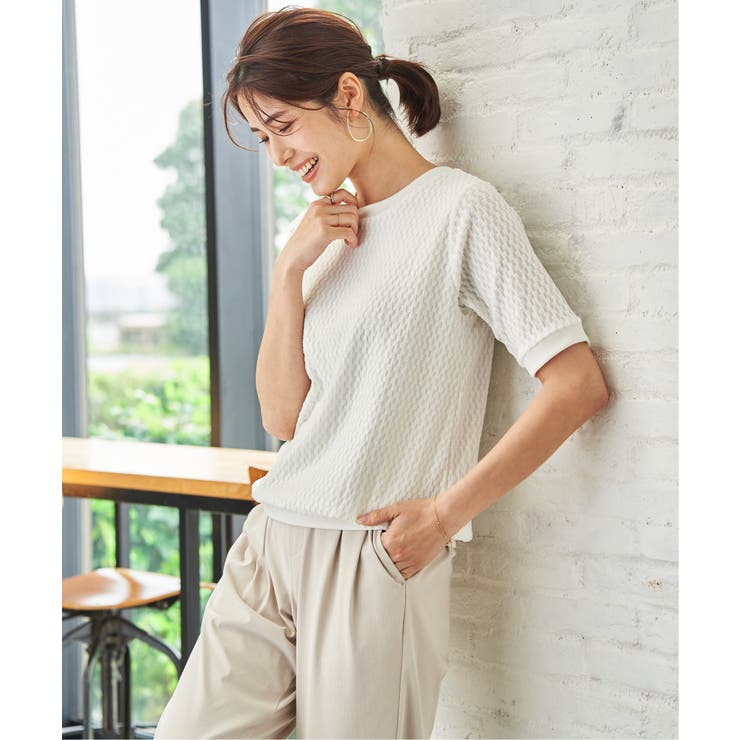 幾何学柄ジャカード半袖プルオーバー 【親子コーデ】  | ikka  | 詳細画像2 