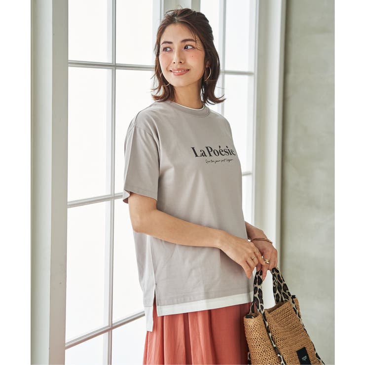 グレージュ | 【接触冷感】裾レイヤードプリントTシャツ | ikka 