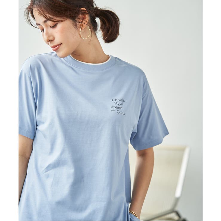 【接触冷感】裾レイヤードプリントTシャツ | ikka  | 詳細画像9 