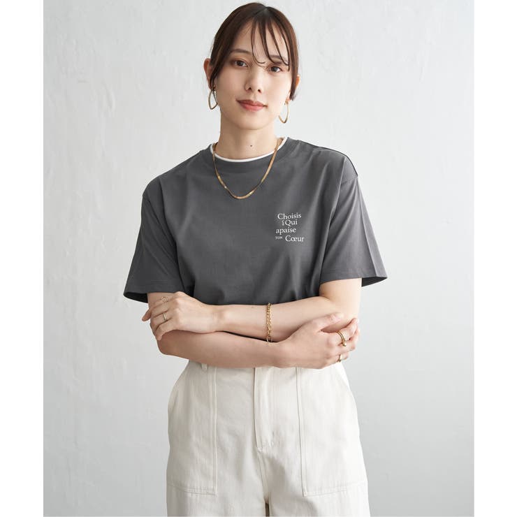 【接触冷感】裾レイヤードプリントTシャツ | ikka  | 詳細画像17 