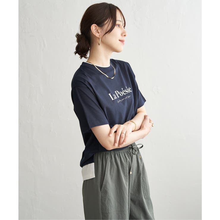 【接触冷感】裾レイヤードプリントTシャツ | ikka  | 詳細画像22 