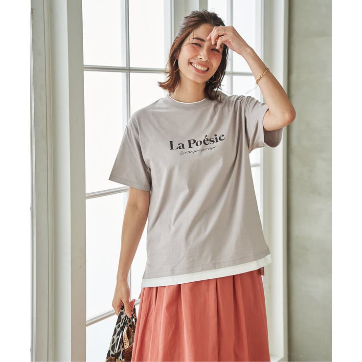 【接触冷感】裾レイヤードプリントTシャツ | ikka  | 詳細画像2 