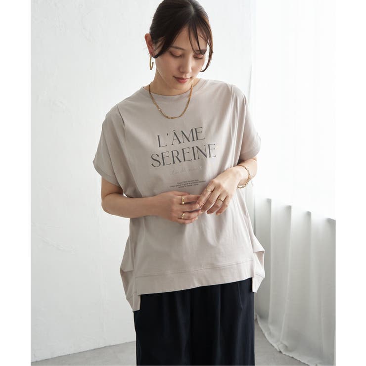ベージュ | 【接触冷感】ロゴフォトチュニックTシャツ | ikka 