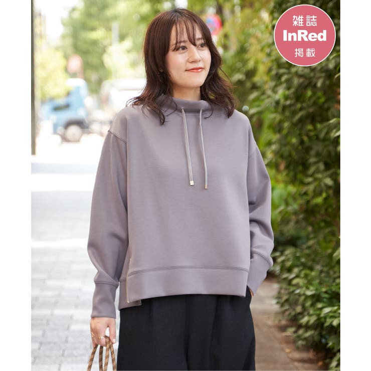 と*ん様 ayane ダンボール鹿の子キーネックプルオーバー　トップス　グレージ と*ん様 ayane ダンボール鹿の子キーネックプルオーバー