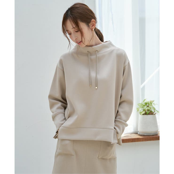 と*ん様 ayane ダンボール鹿の子キーネックプルオーバー　トップス　グレージ と*ん様 ayane ダンボール鹿の子キーネックプルオーバー