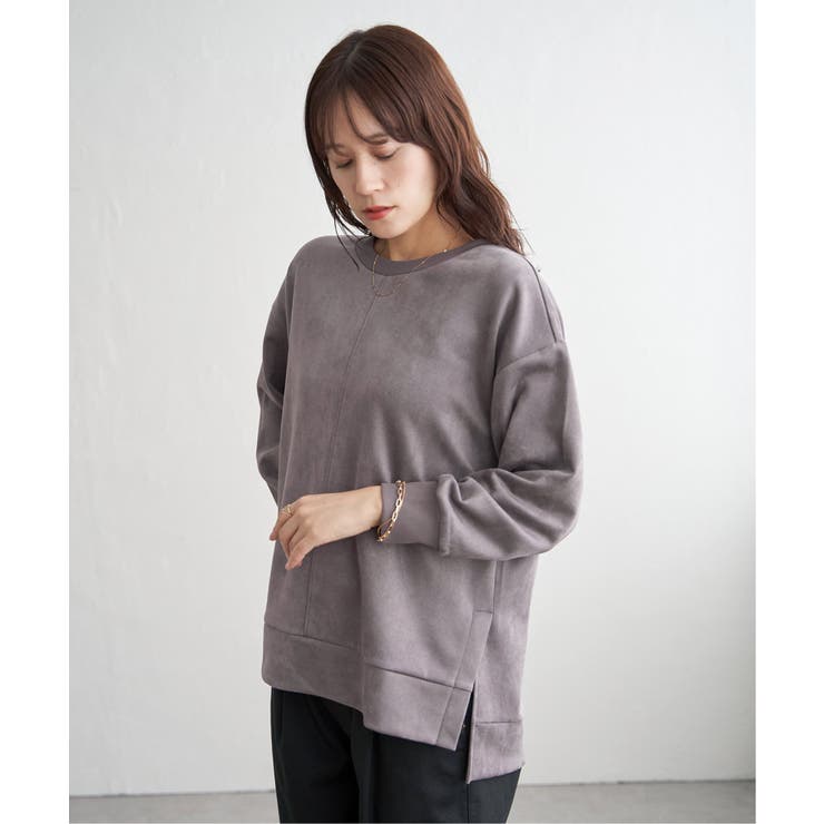 GOKU楽カットソー フェイクスエード裾スリットプルオーバー | ikka  | 詳細画像12 