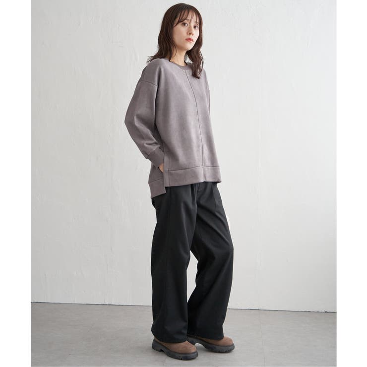 GOKU楽カットソー フェイクスエード裾スリットプルオーバー | ikka  | 詳細画像13 