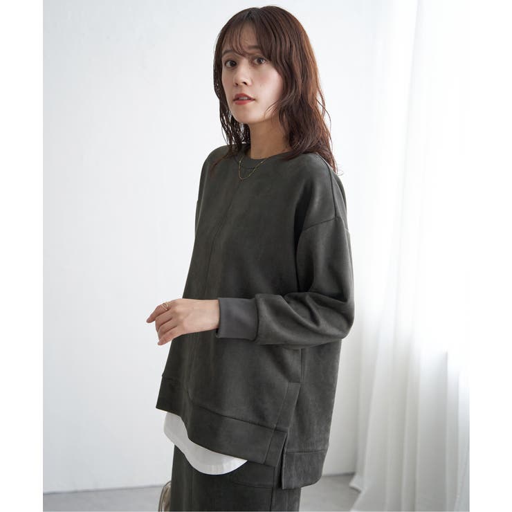 GOKU楽カットソー フェイクスエード裾スリットプルオーバー | ikka  | 詳細画像15 