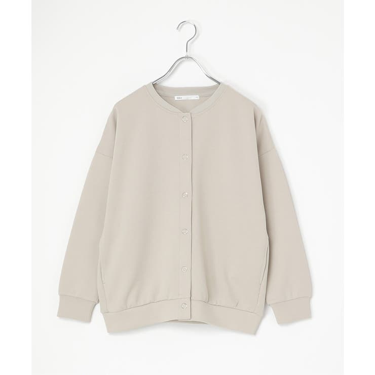 ベージュ | 【洗濯機で洗える】ダンボールニットノーカラーカーディガン | ikka 