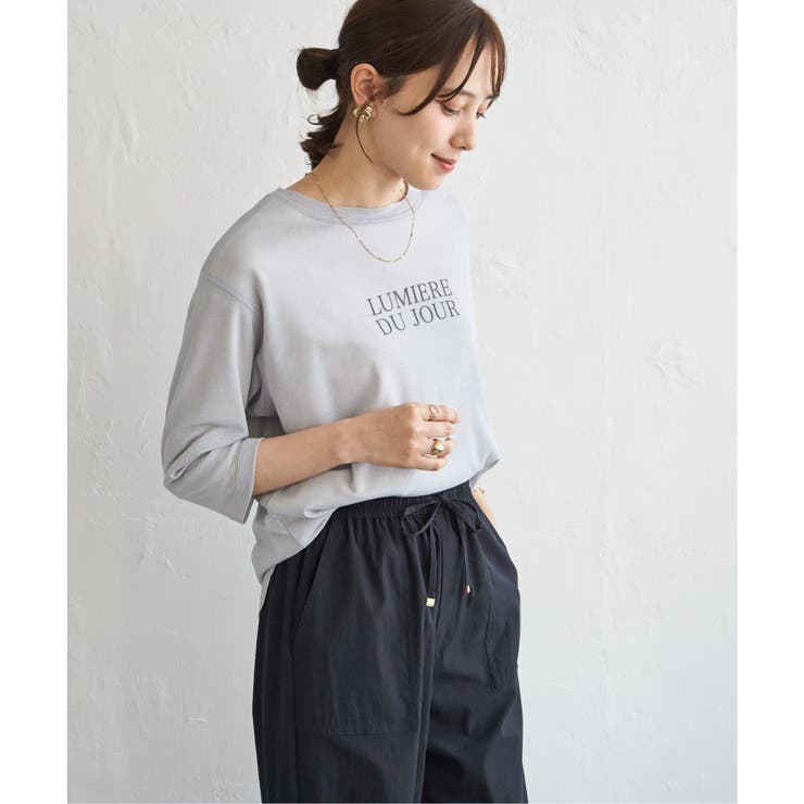 ライトグレー | 【2点セット】シア?ロゴプリント 7分袖プルオーバーセット | ikka 