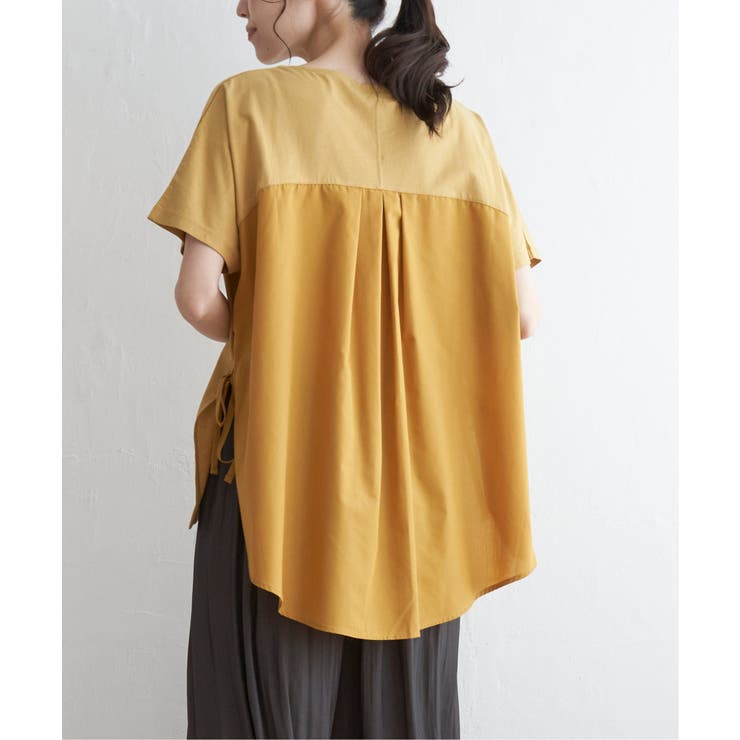 イエロー | 異素材サイドリボンチュニック | ikka 
