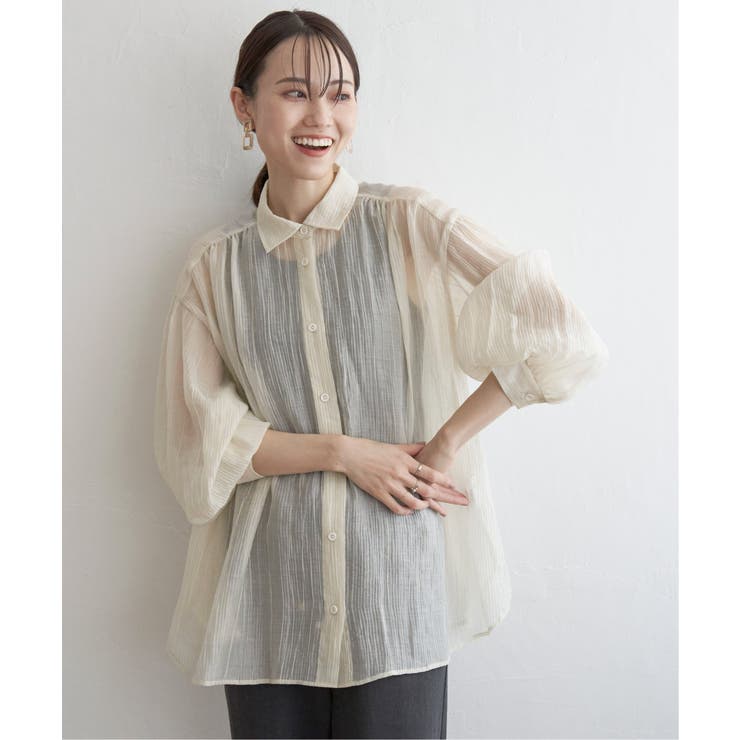 バックシャーリングシアーシャツ | ikka  | 詳細画像12 