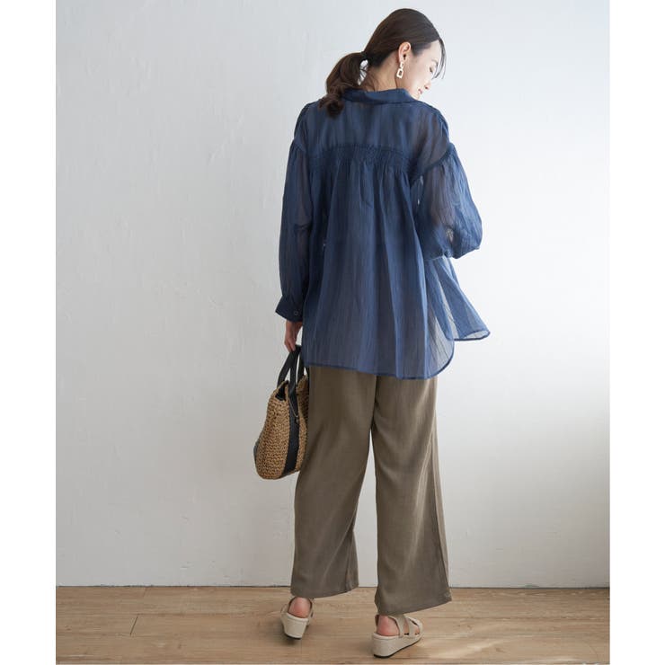 バックシャーリングシアーシャツ[品番：IKAW0020879]｜ikka
