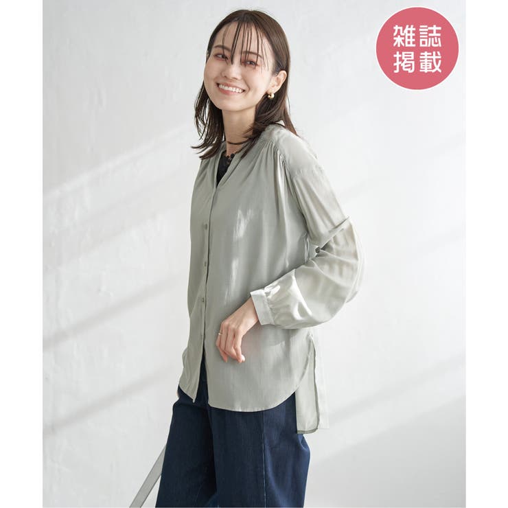 ミントグリーン | 【雑誌InRed5月号掲載】シアーバックリボンブラウス | ikka 
