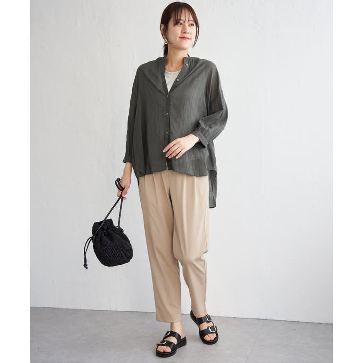 コットン楊柳バンドカラーシャツ | ikka  | 詳細画像12 