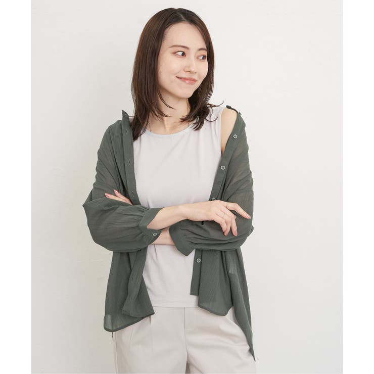 コットン楊柳バンドカラーシャツ | ikka  | 詳細画像14 