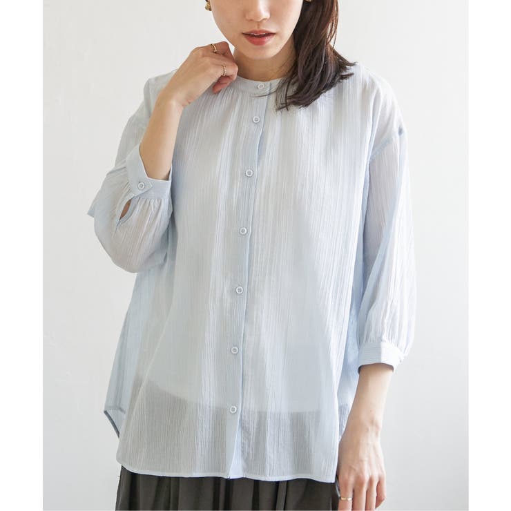 コットン楊柳バンドカラーシャツ | ikka  | 詳細画像16 