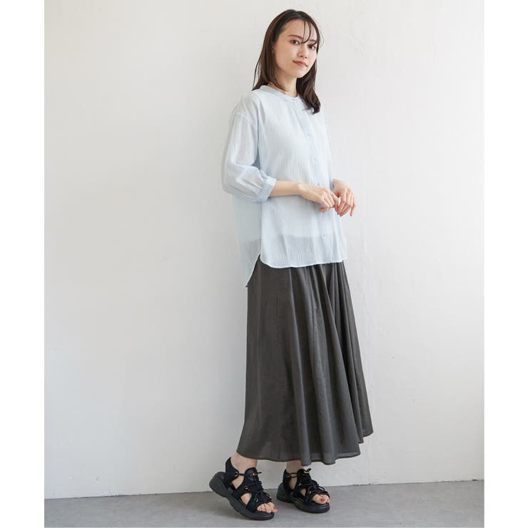 コットン楊柳バンドカラーシャツ | ikka  | 詳細画像17 