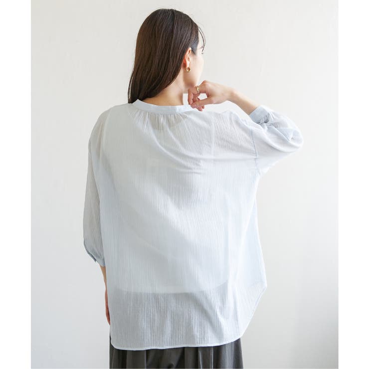 コットン楊柳バンドカラーシャツ | ikka  | 詳細画像24 