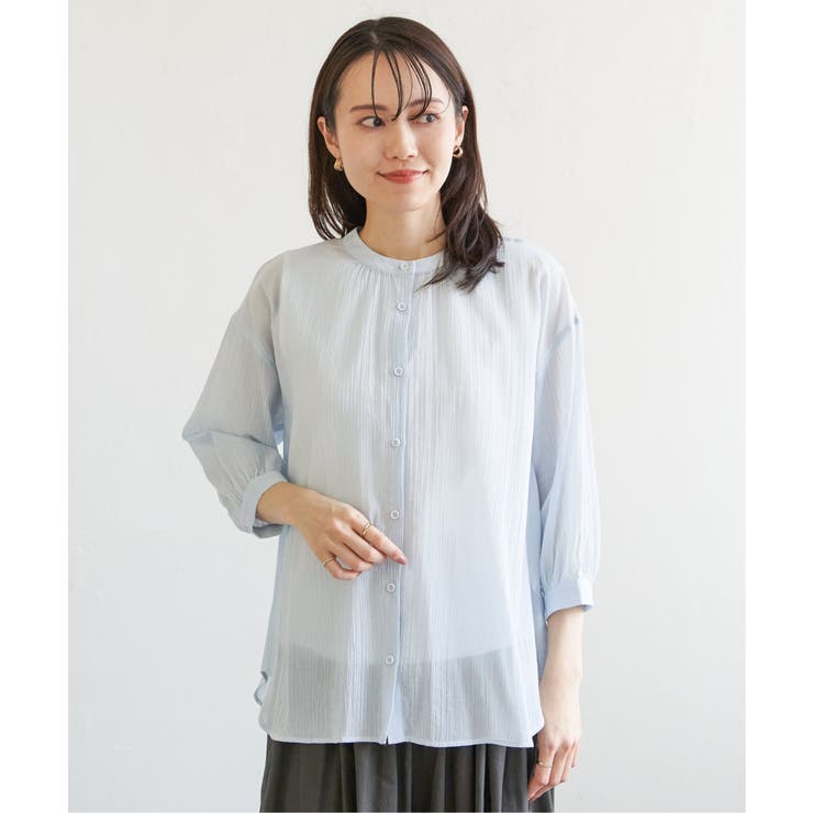 コットン楊柳バンドカラーシャツ | ikka  | 詳細画像25 