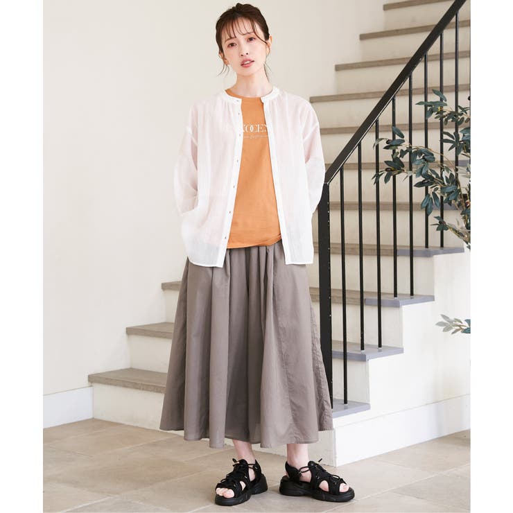 本日最終❋春色ニコアンド❋楊柳バンドカラーシャツチュニック