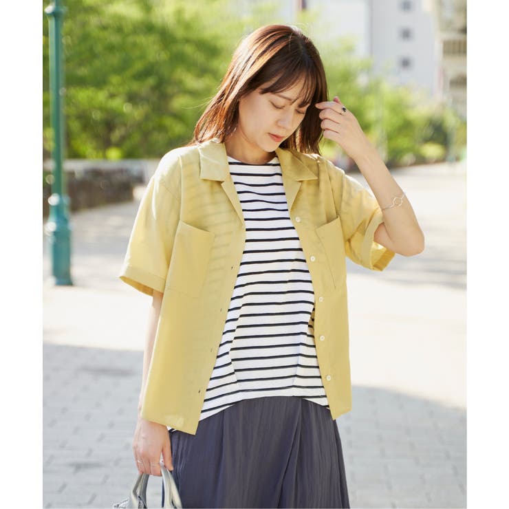 イエロー | 涼やか開襟ポケ付きシャツ | ikka 