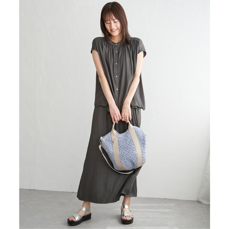 【セットアップ対応】カッセンギャザーフレンチ袖ブラウス | ikka  | 詳細画像10 