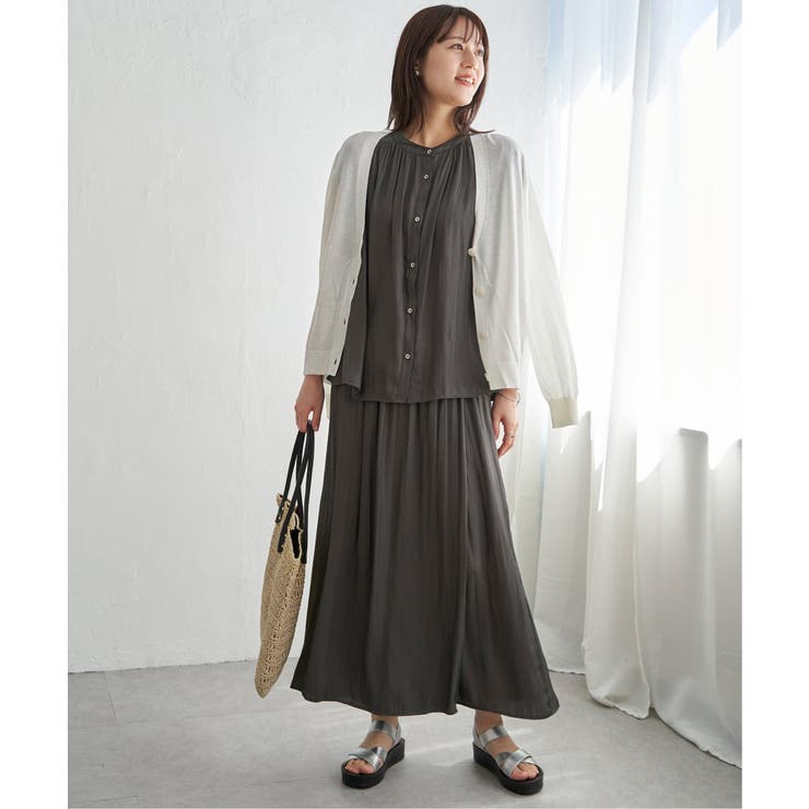 【セットアップ対応】カッセンギャザーフレンチ袖ブラウス | ikka  | 詳細画像11 