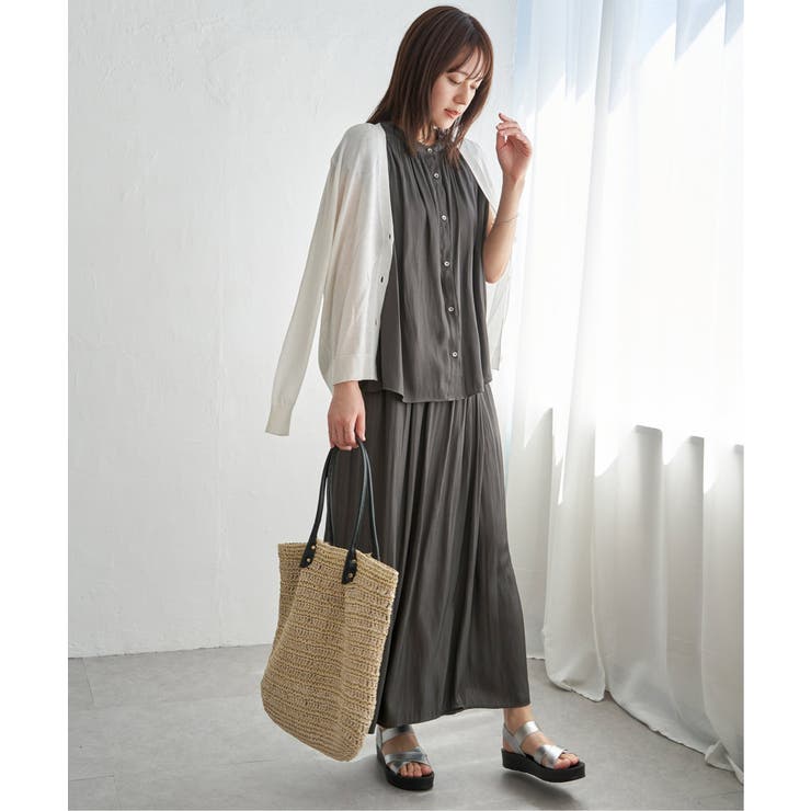 【セットアップ対応】カッセンギャザーフレンチ袖ブラウス | ikka  | 詳細画像12 