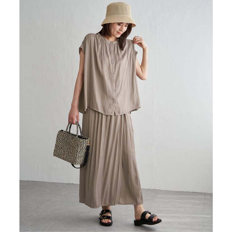 【セットアップ対応】カッセンギャザーフレンチ袖ブラウス | ikka  | 詳細画像19 