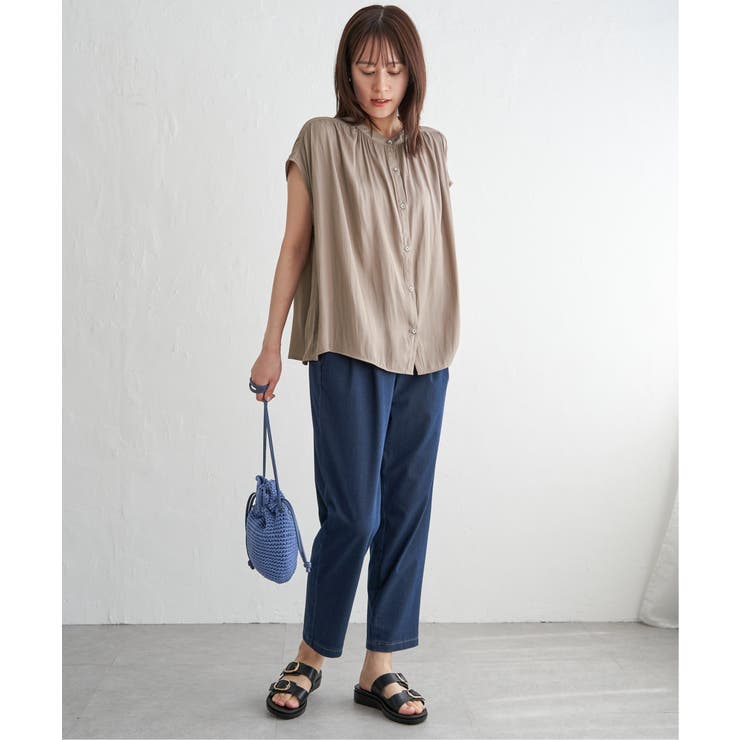 【セットアップ対応】カッセンギャザーフレンチ袖ブラウス | ikka  | 詳細画像21 