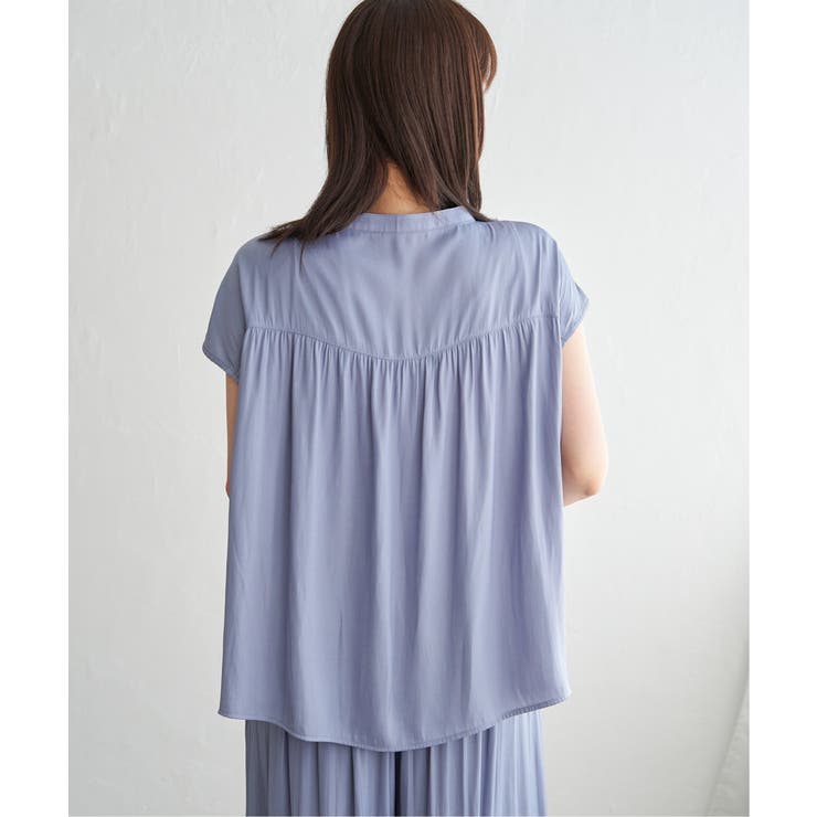 【セットアップ対応】カッセンギャザーフレンチ袖ブラウス | ikka  | 詳細画像23 