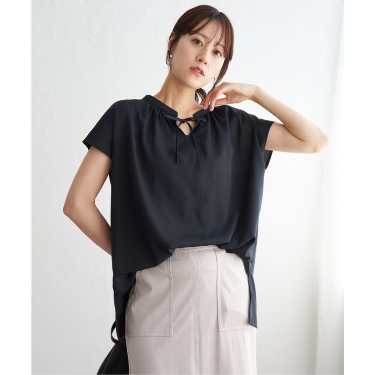 ネイビーブルー | ジョーゼットフレンチスリーブブラウス | ikka 