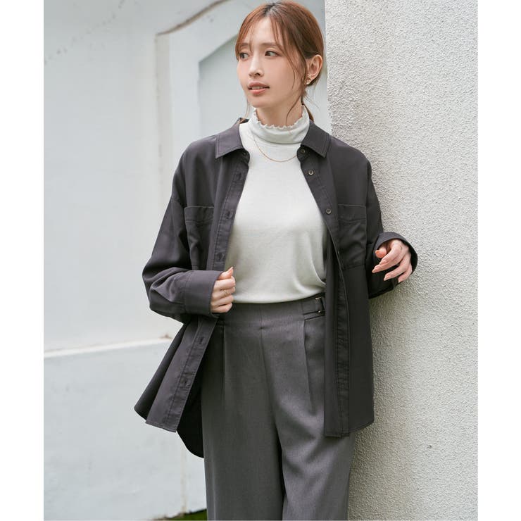 チャコール | セルロース／デニムポケ付きシャツ | ikka 