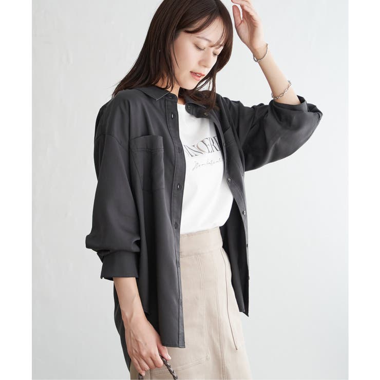 セルロース／デニムポケ付きシャツ | ikka  | 詳細画像8 